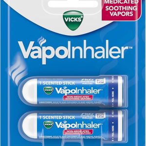 Vicks VapoInhaler, On-the-Go Portable Nasal Inhaler, Non-Medicated, With Refreshing Vicks Vapors, Menthol Scent , 2 Scented Sticks